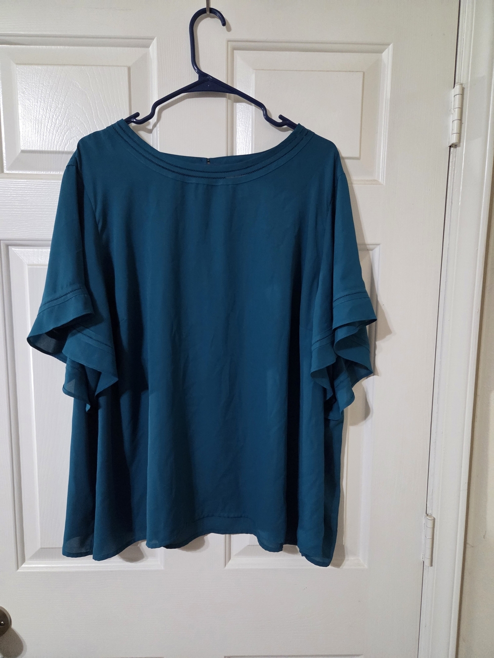 2X Liz Claiborne Teal Ruffle Sleeve Blouse